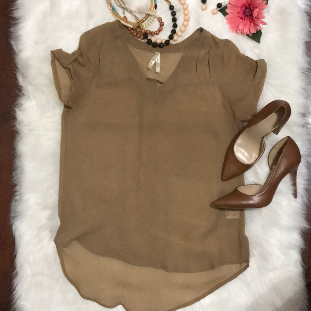 Tan sheer blouse